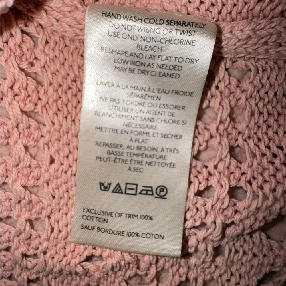 Free People Pointelle Knit Collared Sweater, Mauve Rose, Size M